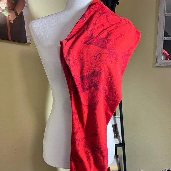LuLaRoe LLR OS Leggings Red Holiday Deer Reindeer Caribou Vintage One Size. - Picture 1 of 9